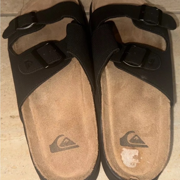 QUIKSILVER 2 Pairs Sandals/Slides Black Size 11 *Used Once* - Picture 3 of 11